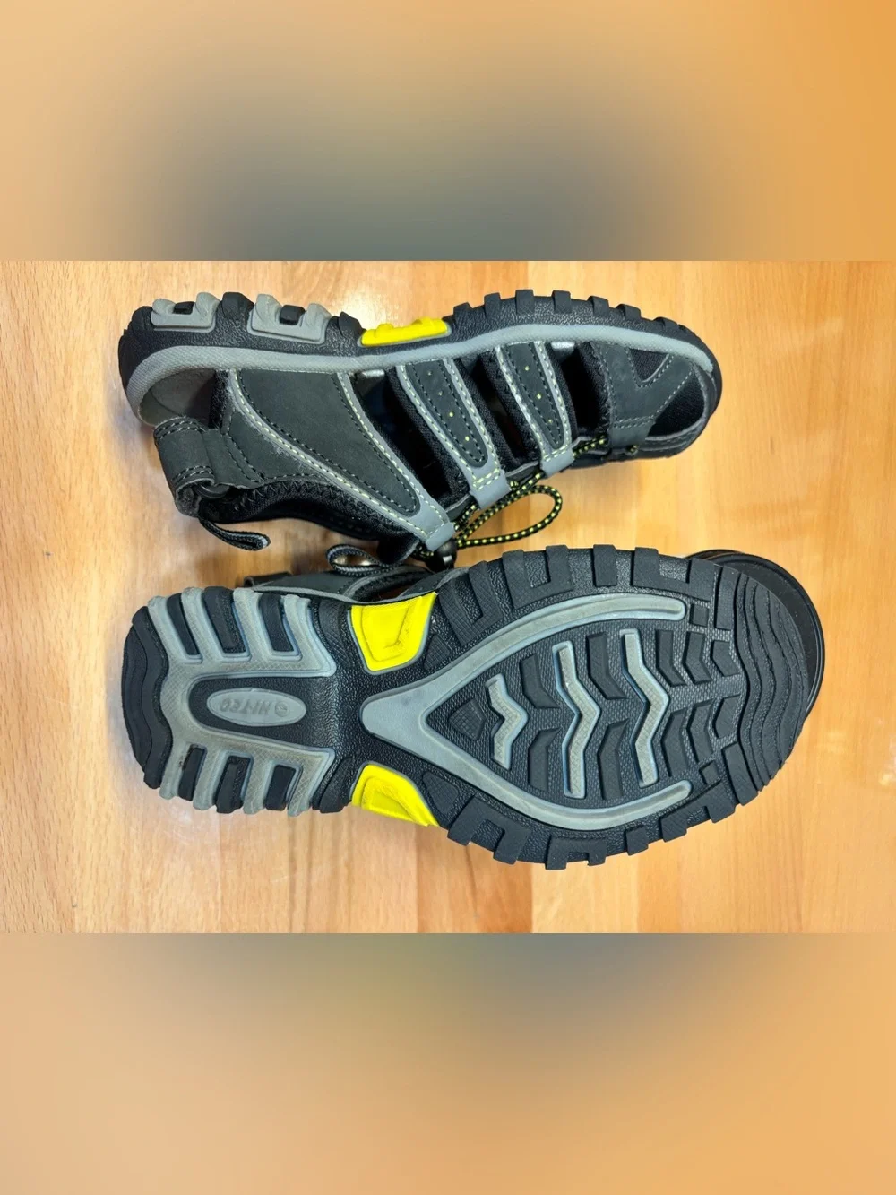 Hi-Tec Black Kids Outdoor Sandals with Yellow Accents